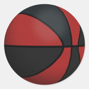 Sticker Rond Basket-ball rouge et noir :