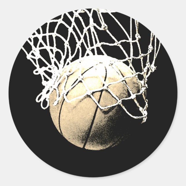 Sticker Rond Basket-ball vintage Sepia (Devant)