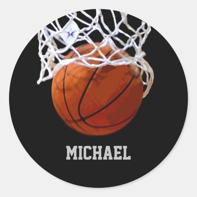 Sticker Rond Basket-ball Votre nom (Devant)