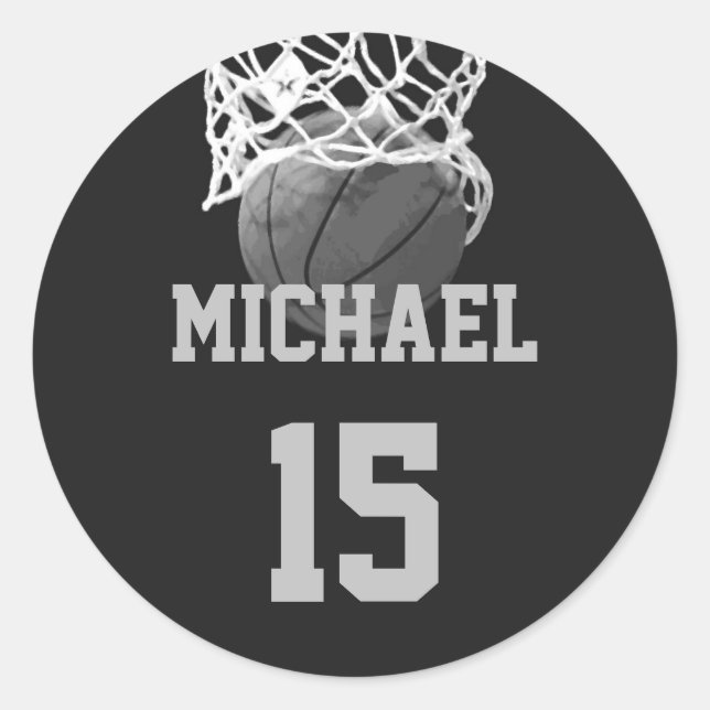 Sticker Rond Basket-ball Votre nom (Devant)