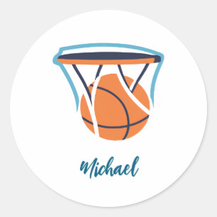 Sticker Rond Basket-ball Votre nom personnel