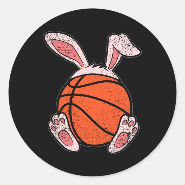 Sticker Rond Basket de Pâques Lapin Amoureux Oreilles Ball Cute (Devant)