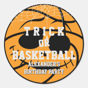Sticker Rond Basket d'Halloween Ball Trick ou Basketball Annive