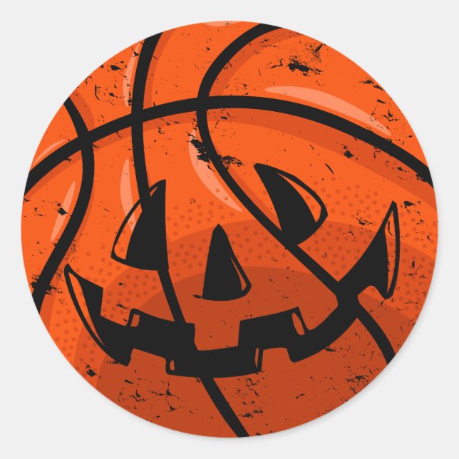 Sticker Rond Basket Jack-o'-lantern Grunge Halloween Citrouille (Devant)