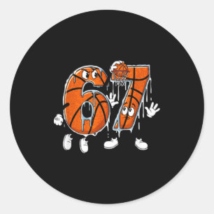 Sticker Rond Basketball 67 Six Seven Mème Cool 6 7 Drôle Dégoul