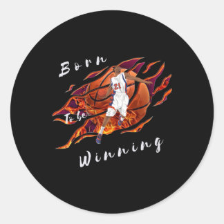 Sticker Rond Basketball Action Née Pour Gagner Le Design Sporti