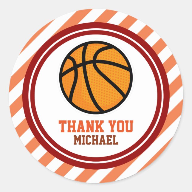 Sticker Rond Basketball All Star Sport Merci en faveur de la ba (Devant)