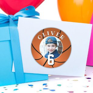 Sticker Rond Basketball Anniversaire de enfant Age Photo