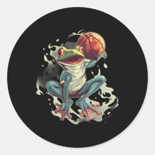 Sticker Rond Basketball Aquarelle Basketball Joueur Arrière