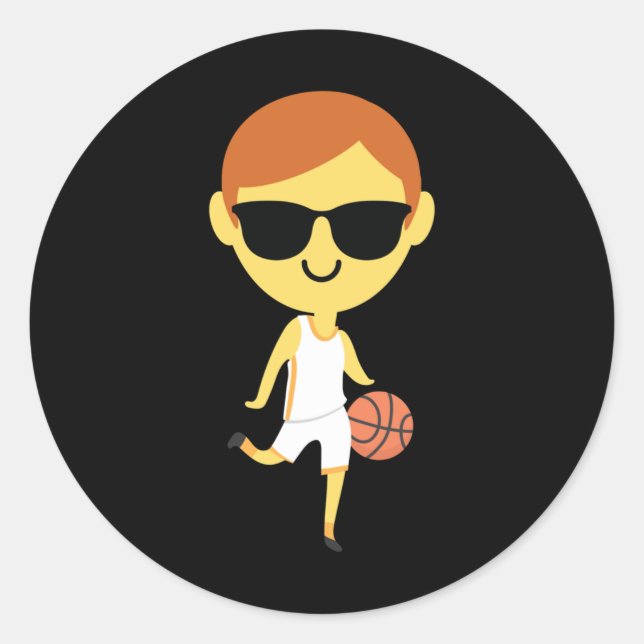 Sticker Rond Basketball Boy Emoji 1 (Devant)
