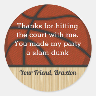 Sticker Rond Basketball Boys Birthday Party Merci Favor Tag