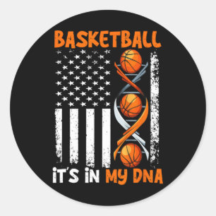 Sticker Rond Basketball C'est dans mon Dna Fun Player Coach Tea