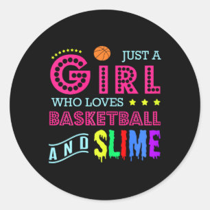 Sticker Rond Basketball Design - Fille Qui Aime Le Basketball E