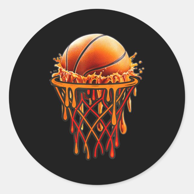 Sticker Rond Basketball Drip Graphic, Basketball Funny Bruh Gif (Devant)