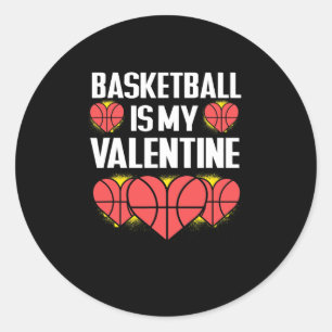 Sticker Rond Basketball Est Mon Amour Saint Valentin Love Sport
