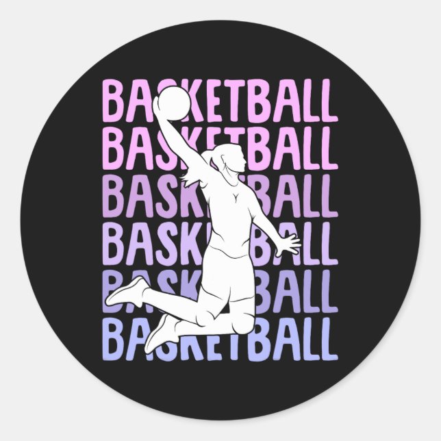 Sticker Rond Basketball Fille Enfants (Devant)