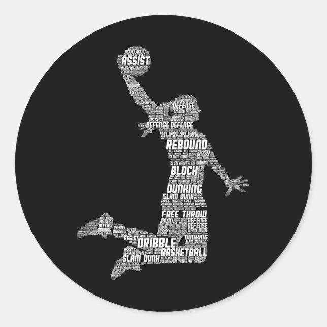 Sticker Rond Basketball Fille Filles Enfants Filles (Devant)