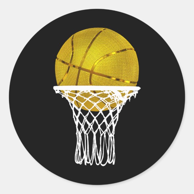 Sticker Rond Basketball Gold Bball Trophée Sport Lover Cadeaux  (Devant)