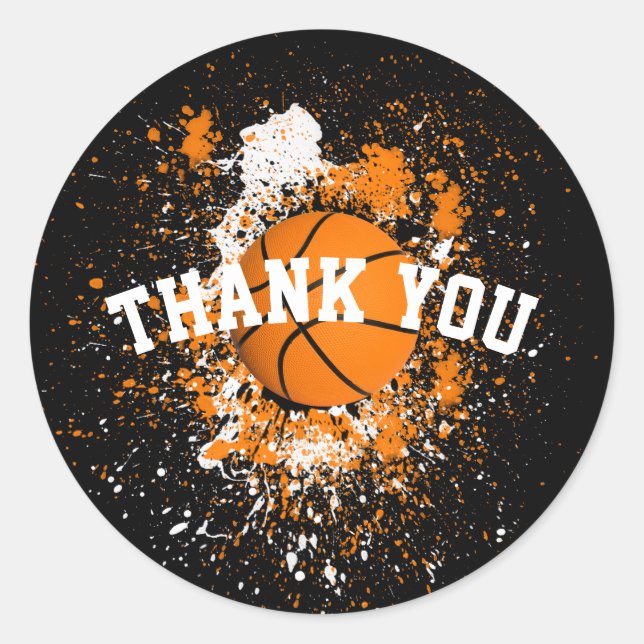 Sticker Rond Basketball Grunge Paint Splatz orange Noir (Devant)