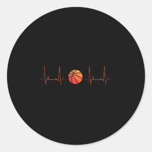 Sticker Rond Basketball Heartbeat Coach Player Sports Athlète