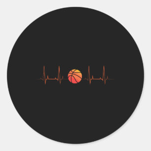 Sticker Rond Basketball Heartbeat Coach Player Sports Athlète