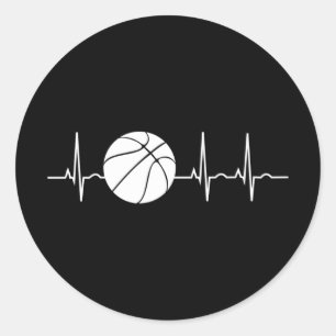 Sticker Rond Basketball Heartbeat Ekg Basketball Coach