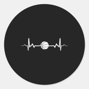Sticker Rond Basketball Heartbeat Idée cadeau 1