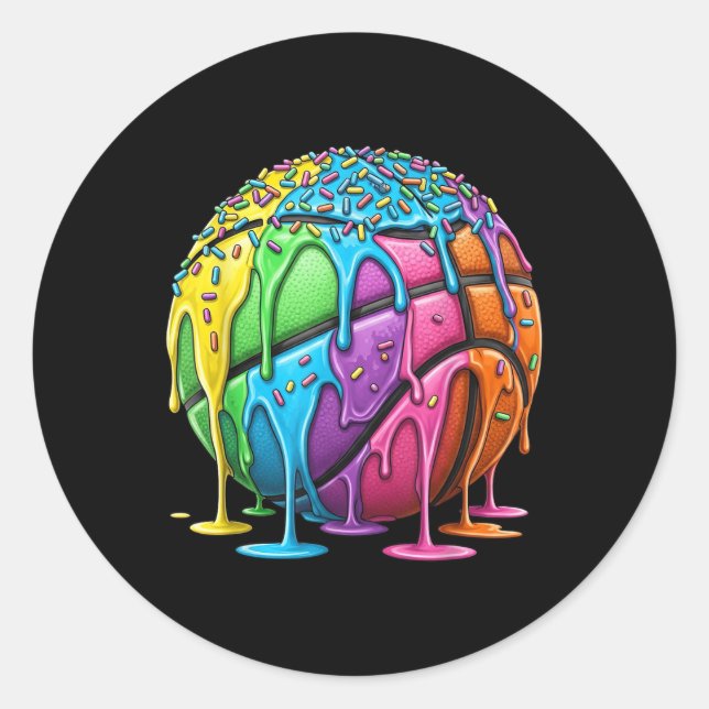 Sticker Rond Basketball Ice Cream Driam Pour Garçons Filles Jeu (Devant)