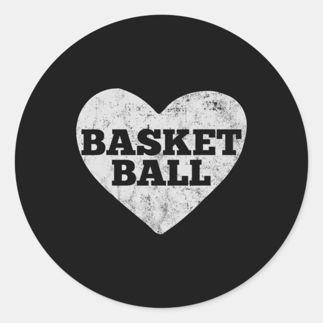 Sticker Rond Basketball Love Valentines Day (Devant)