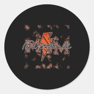 Sticker Rond Basketball Maman léopard éclair boulon de basket g
