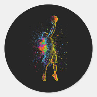 Sticker Rond Basketball Pour Enfants Hommes Jeunes Joueur Slam