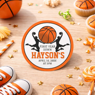 Sticker Rond Basketball Première Année Down 1er Anniversaire