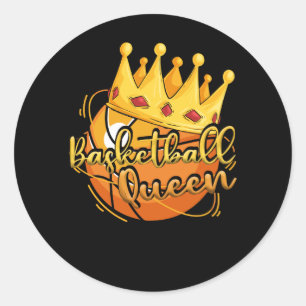 Sticker Rond Basketball Queen Crown Girls Basketball Femmes Bas