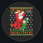 Sticker Rond Basketball Santa Claus Slam Dunk Elf Ugly Christma<br><div class="desc">Basketball Santa Claus Slam Dunk Elf Ugly Noël Motif</div>