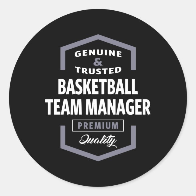 Sticker Rond Basketball Team Manager Logo Idées cadeaux (Devant)