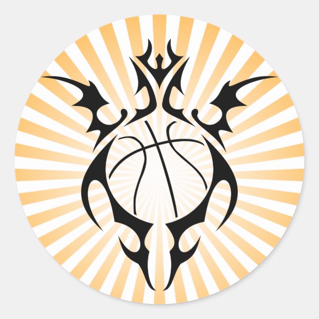Sticker Rond basketball. tribal. (Devant)
