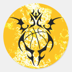 Sticker Rond basketball. tribal.