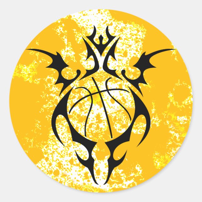 Sticker Rond basketball. tribal. (Devant)