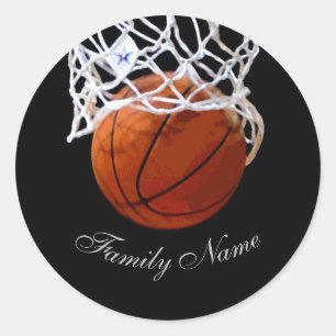 Sticker Rond Basketball Votre Nom Calligraphie Script