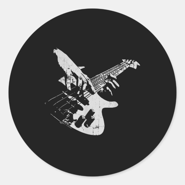 Sticker Rond Bass Guitar Player (Devant)