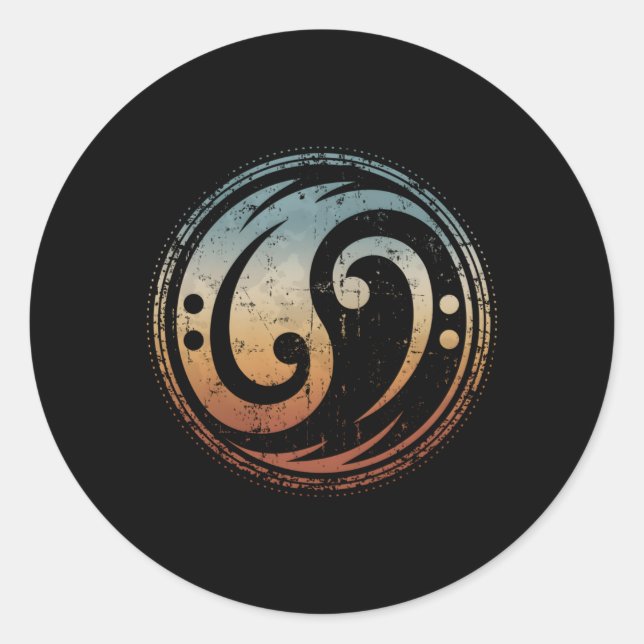 Sticker Rond Bass Guitare Clef Yin Yang Pour Baid Bass Player (Devant)