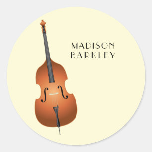 Sticker Rond Bass musicien haut de gamme Jazz