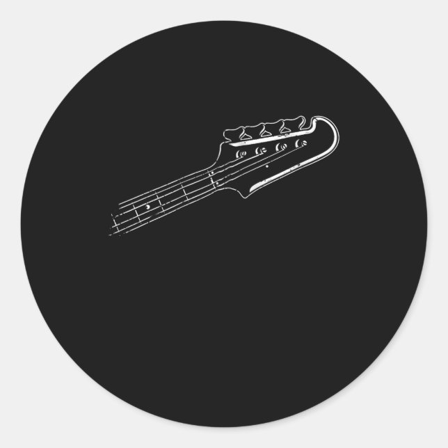 Sticker Rond Bass Player Bass Guitar Musical Design (Devant)