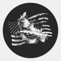 Basse à grande bouche Pêche US Drapeau Vintage