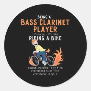 Sticker Rond Basse Clarinet Joueur Comme Riding Vélo Cycliste
