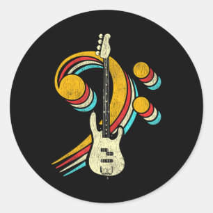 Sticker Rond Basse Clef Basse Guitare instrument de musique Ret