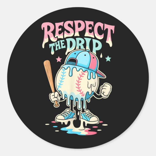 Sticker Rond Basse Crème De Baseball Ice Driam Pour Garçons Fil (Devant)