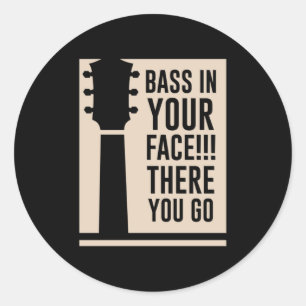 Sticker Rond Basse de musique de guitare dans votre visage