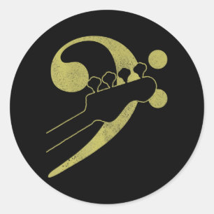 Sticker Rond Basse Guitare Clef Baid Musicien Musique Basse