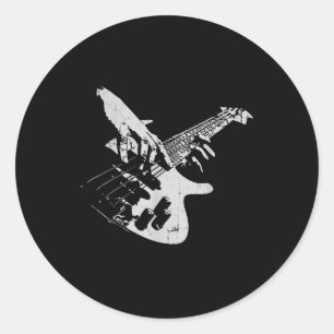 Sticker Rond Basse Guitare Lecteur Cadeau Baid